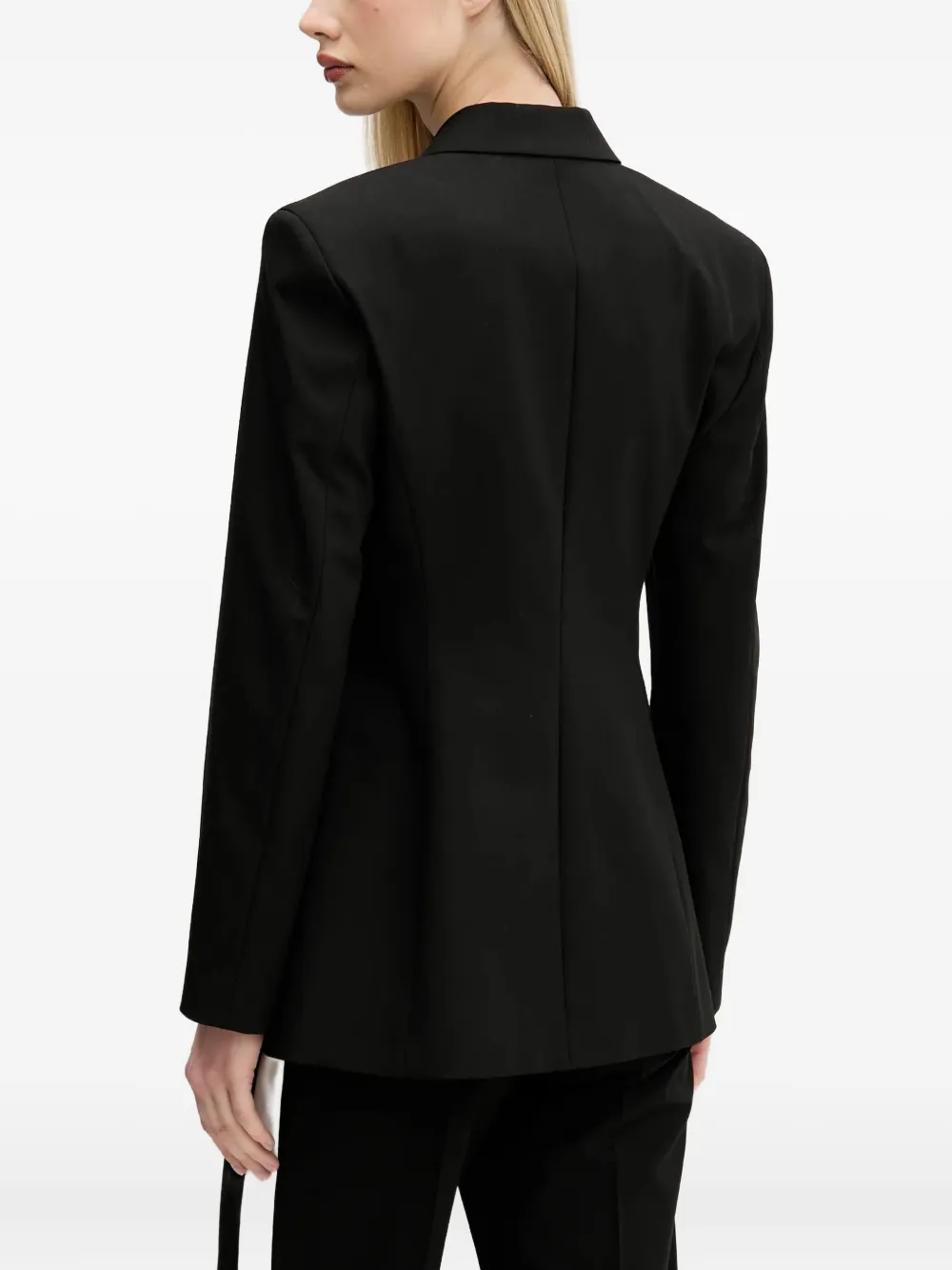 HUGO Blazer met dubbele rij knopen en contrasterende kraag Zwart