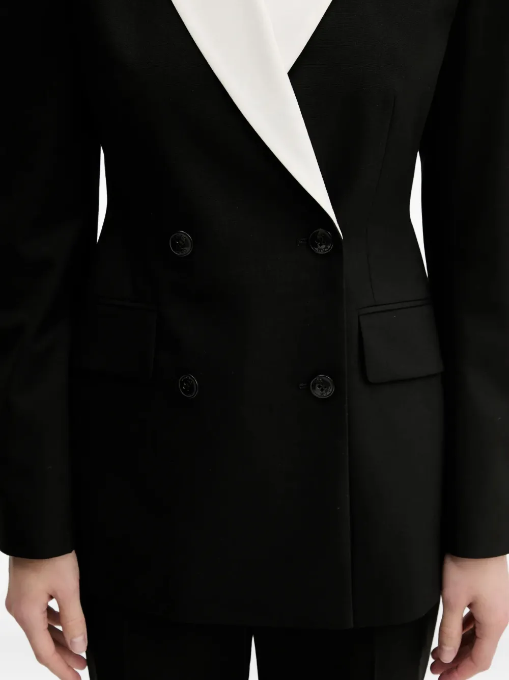 HUGO Blazer met dubbele rij knopen en contrasterende kraag Zwart