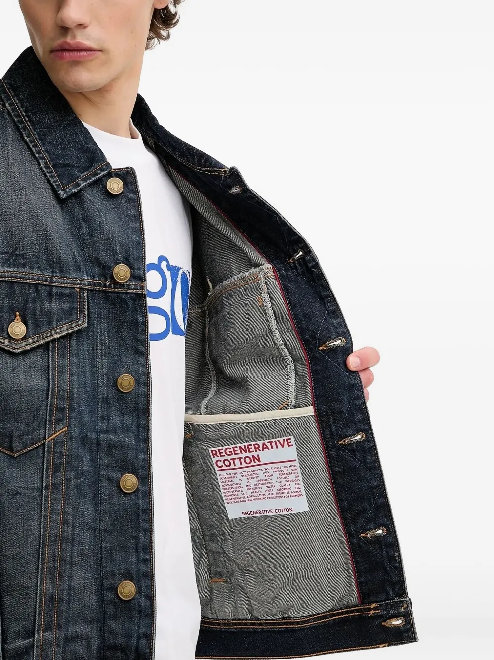 HUGO distressed denim jacket Blauw