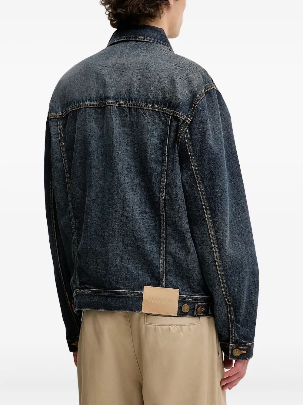 HUGO distressed denim jacket Blauw