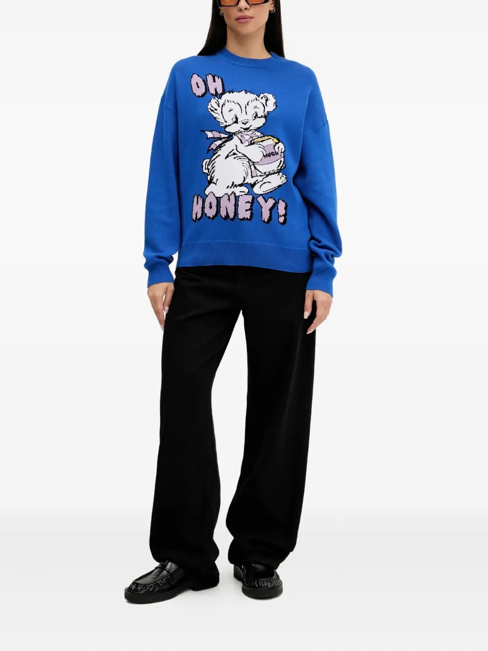 HUGO Katoenen sweater Blauw