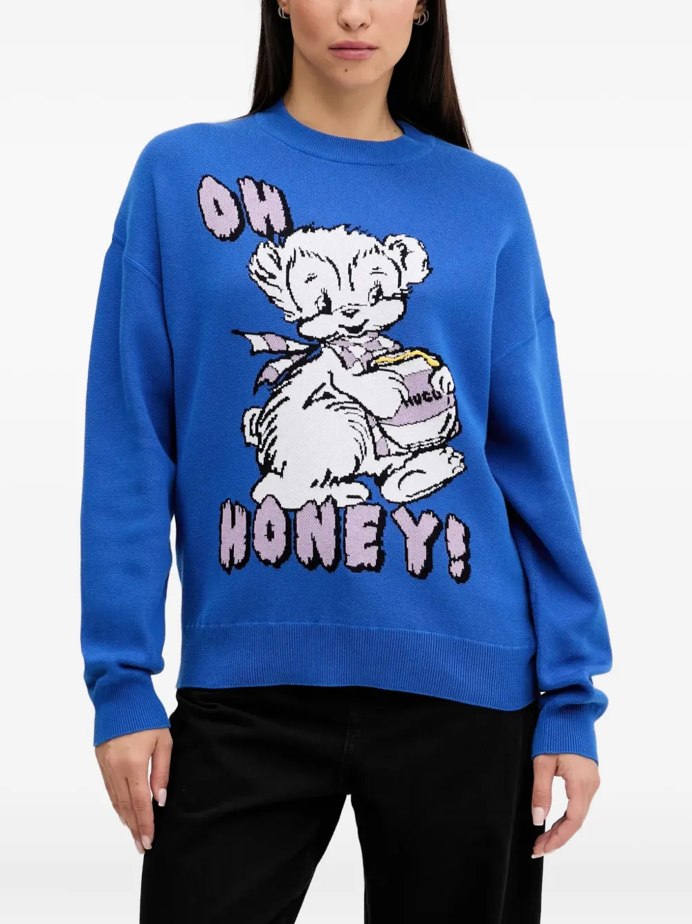 HUGO Katoenen sweater Blauw