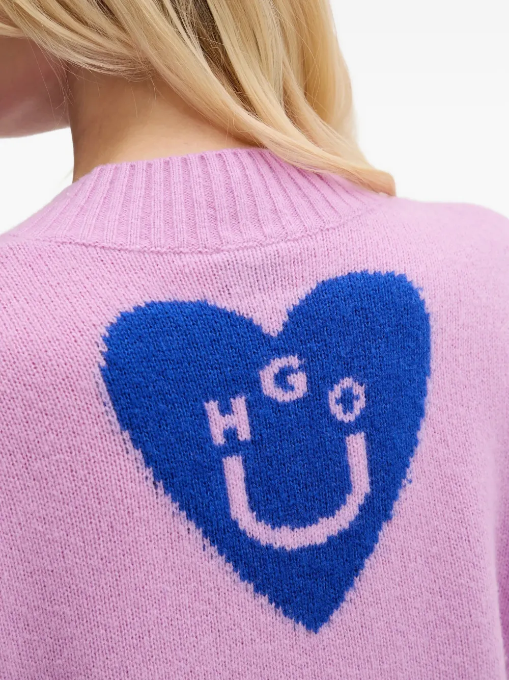 HUGO Trui met V-hals en hartdetail Roze