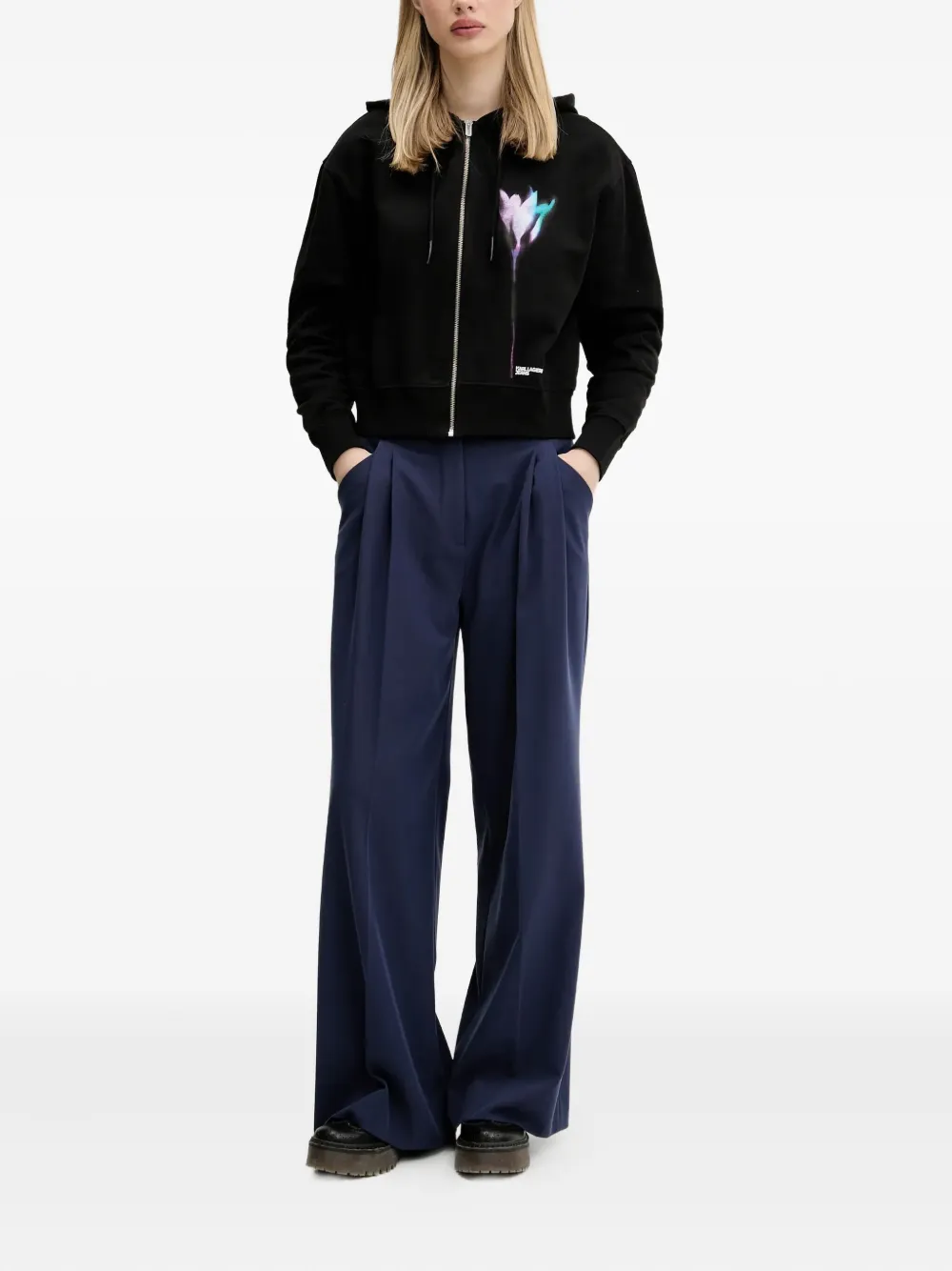 HUGO pleated wide-leg trousers - Blauw