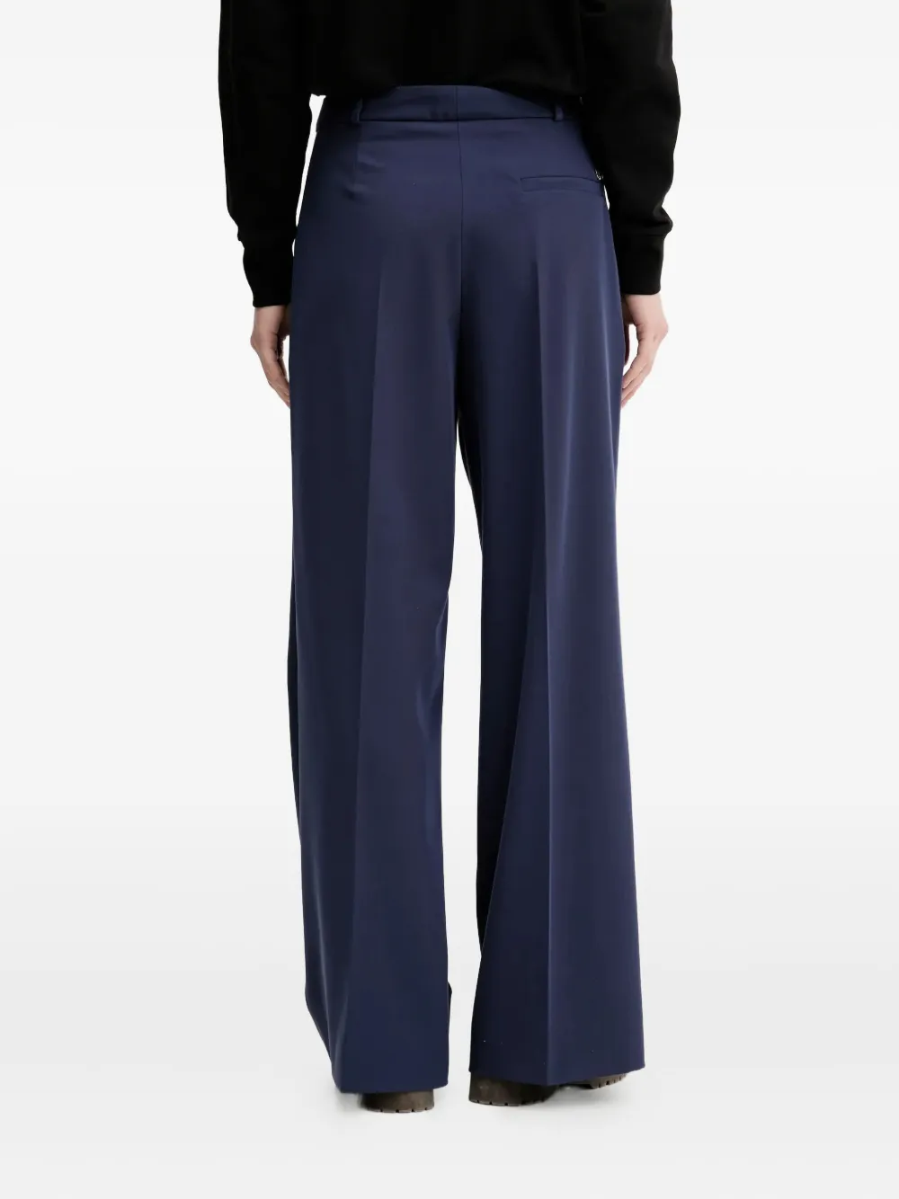 Hugo Boss Pleated Wide-leg Trousers In Blue