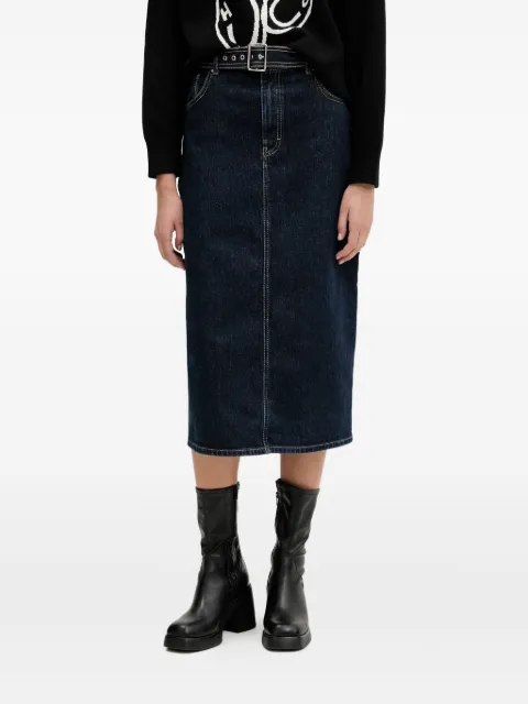 HUGO belted denim midi skirt