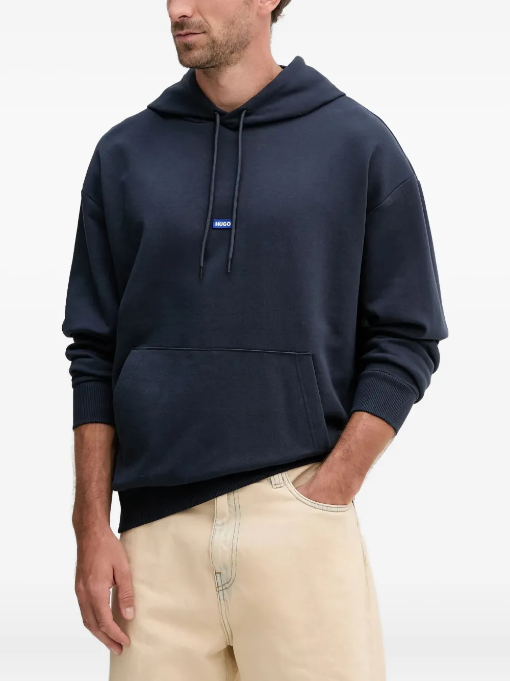 HUGO logo-patch hoodie | Blue | Image 1