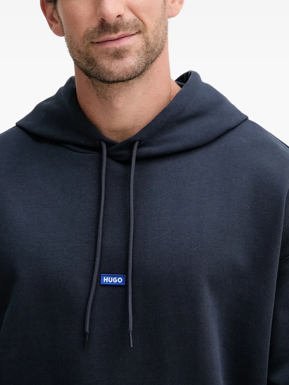 HUGO Hoodie met logopatch Blauw