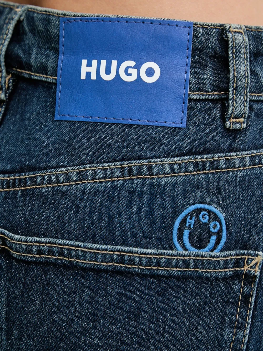 Hugo Boss Denim Flared Midi Skirt In Blue
