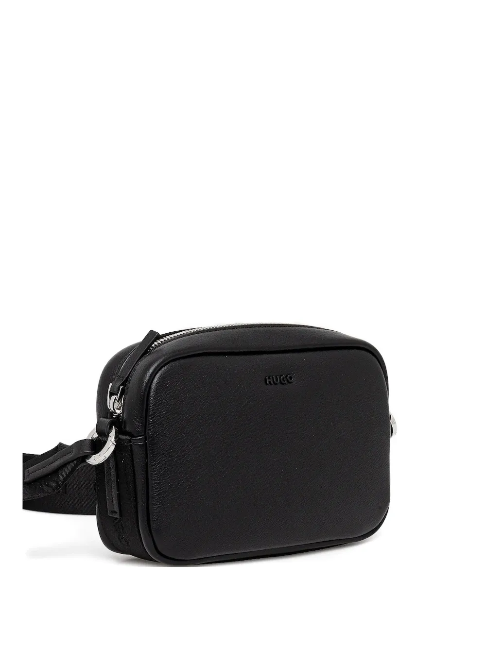 HUGO leather zip-top cross body bag Zwart