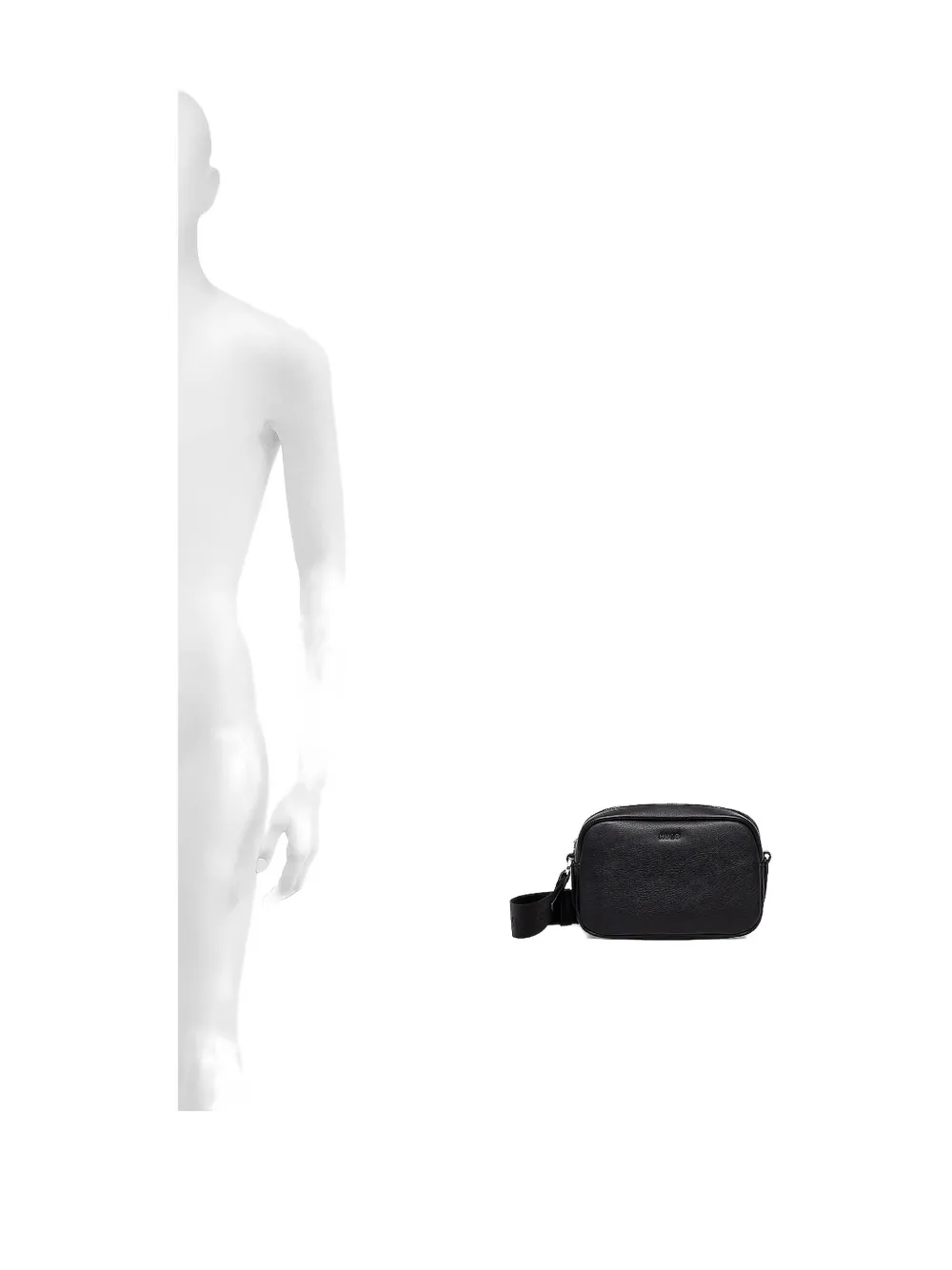 HUGO leather zip-top cross body bag Zwart