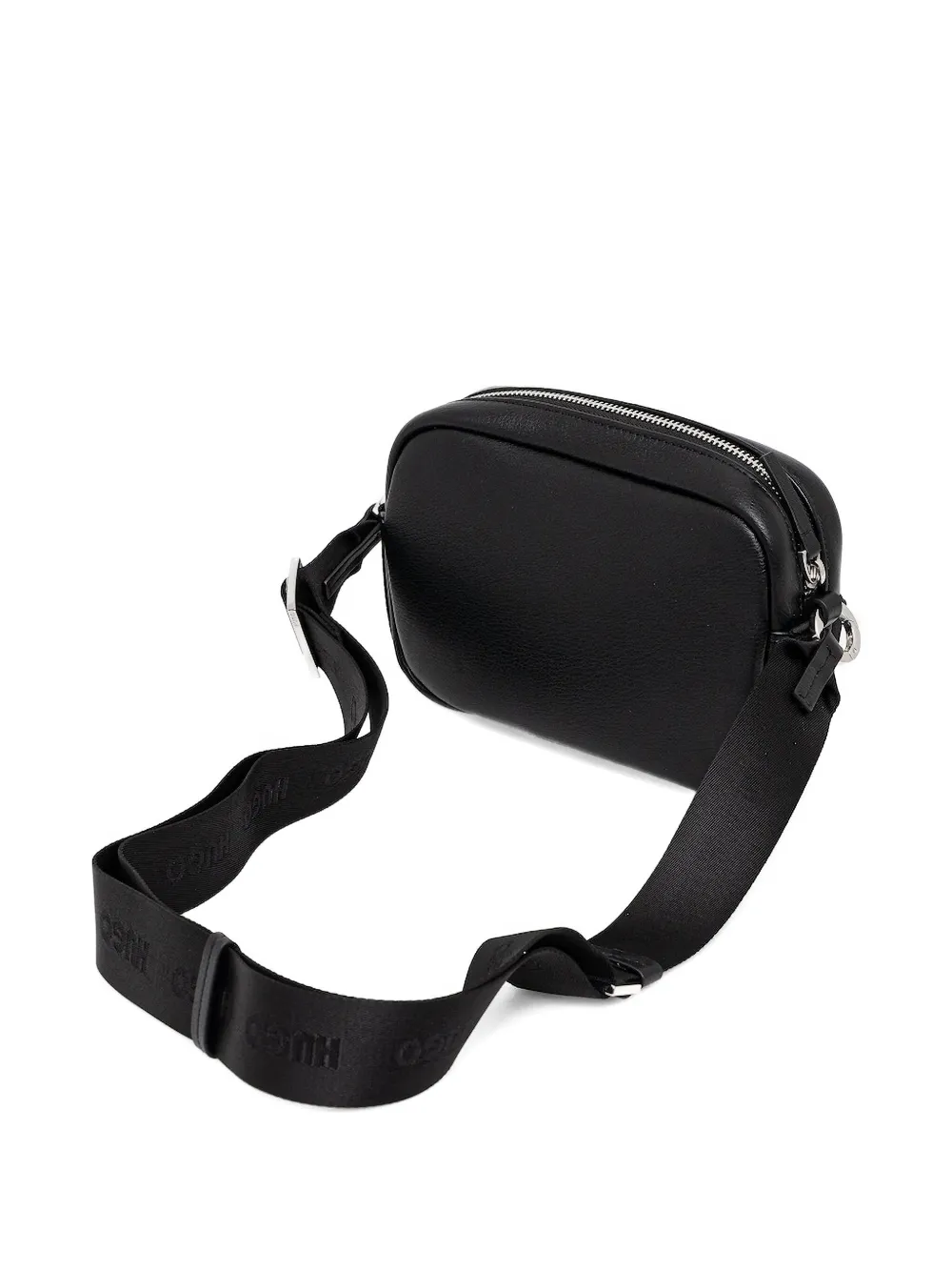 HUGO leather zip-top cross body bag Zwart