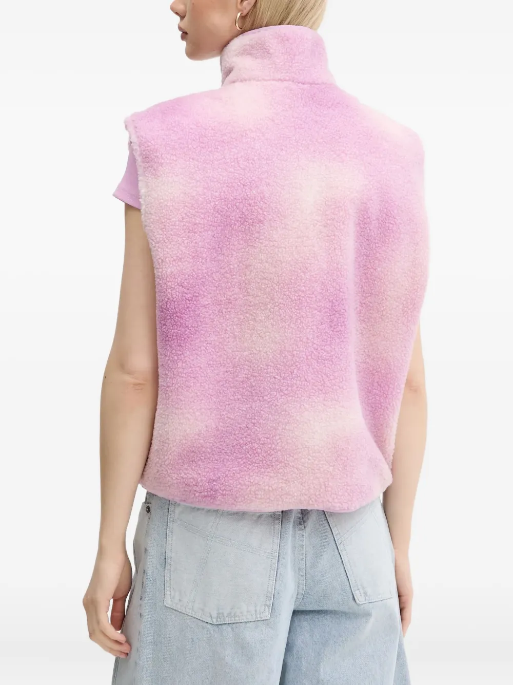 HUGO Fleece gilet met tie-dye print Roze