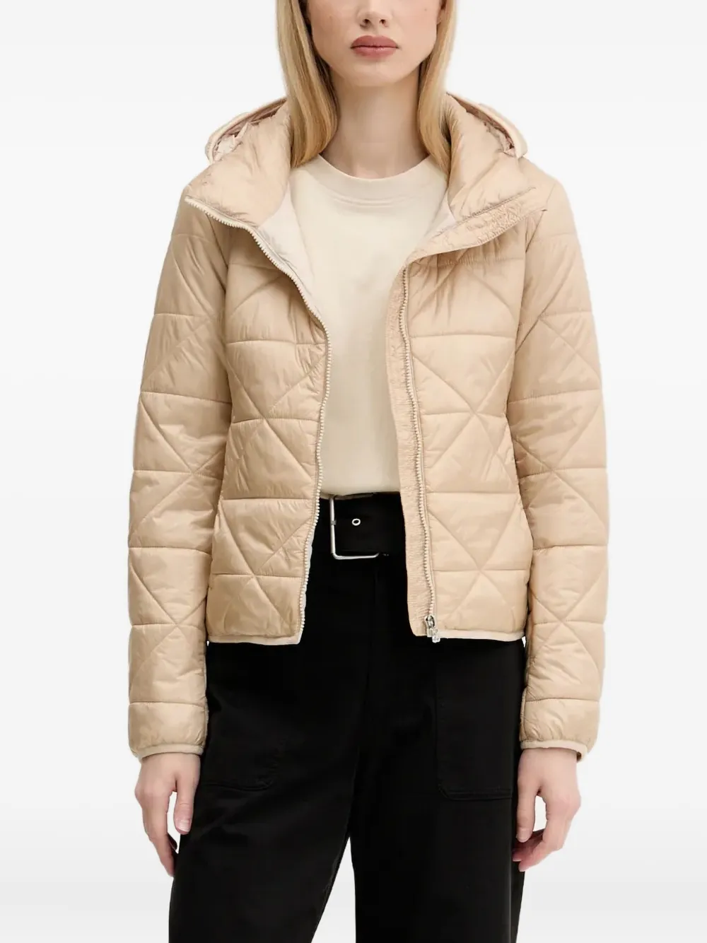 quilted hooded puffer jacket