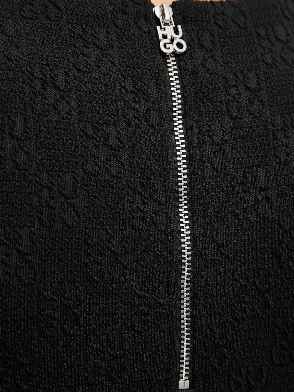 HUGO Mouwloze mini-jurk met logo-jacquard Zwart