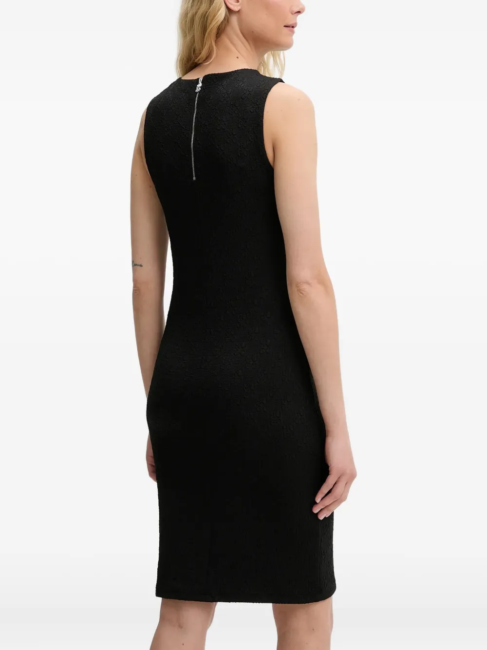 HUGO Mouwloze mini-jurk met logo-jacquard Zwart