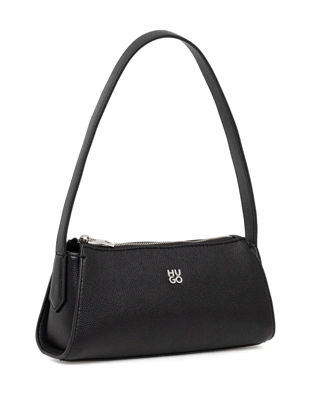 HUGO zip-top curved shoulder bag - Zwart