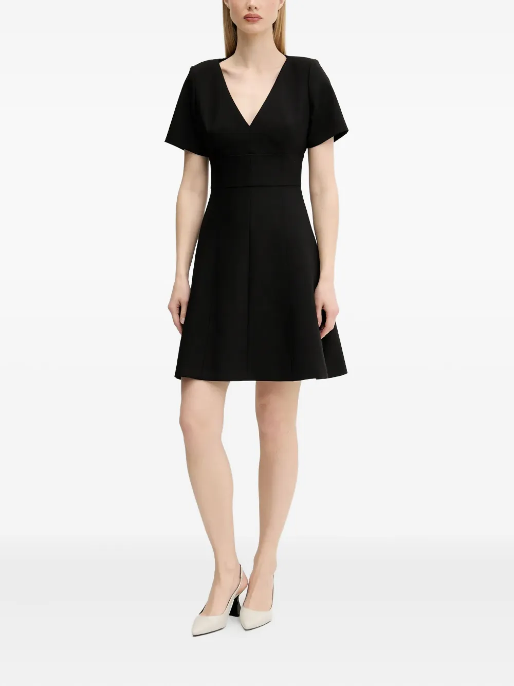 HUGO V-neck short-sleeve mini dress - Zwart