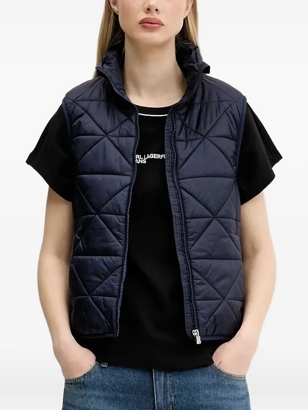 HUGO quilted diamond-pattern vest Blauw