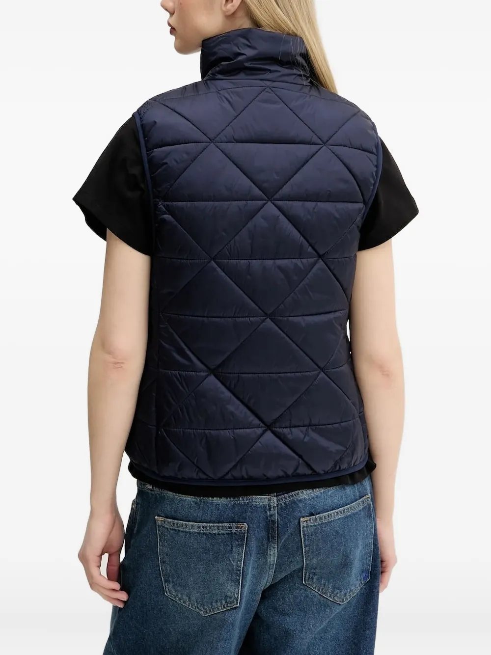 HUGO quilted diamond-pattern vest Blauw