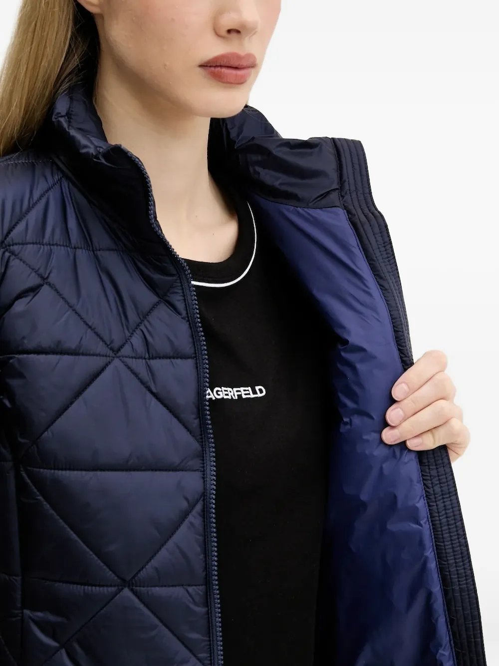 HUGO quilted diamond-pattern vest Blauw