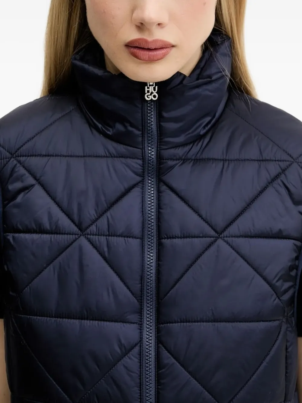 HUGO quilted diamond-pattern vest Blauw