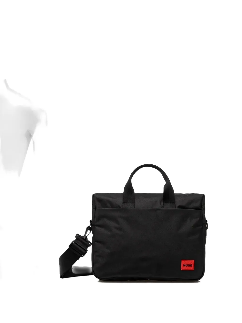 HUGO logo-patch laptop bag Zwart