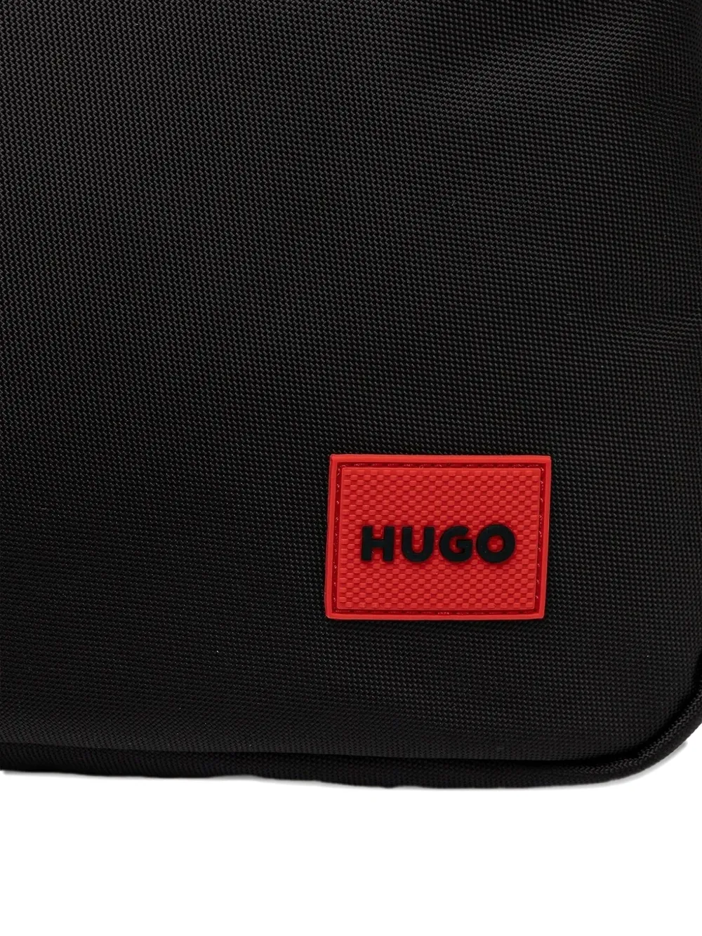 HUGO logo-patch laptop bag Zwart