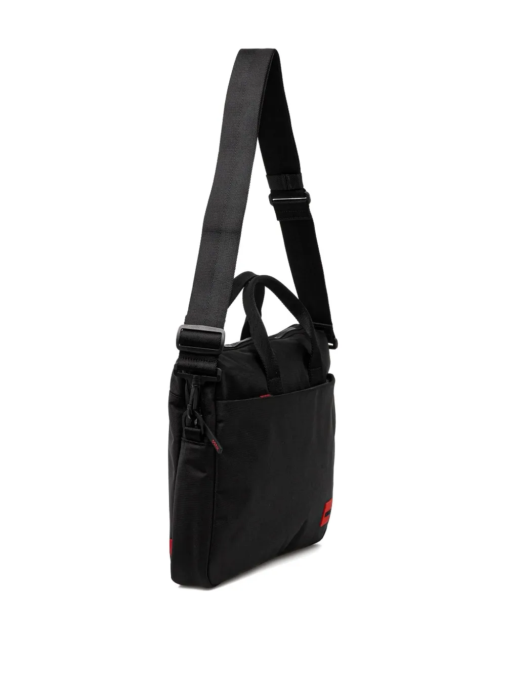 HUGO logo-patch laptop bag - Zwart
