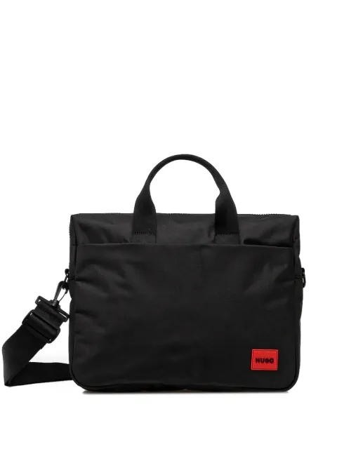 HUGO logo-patch laptop bag