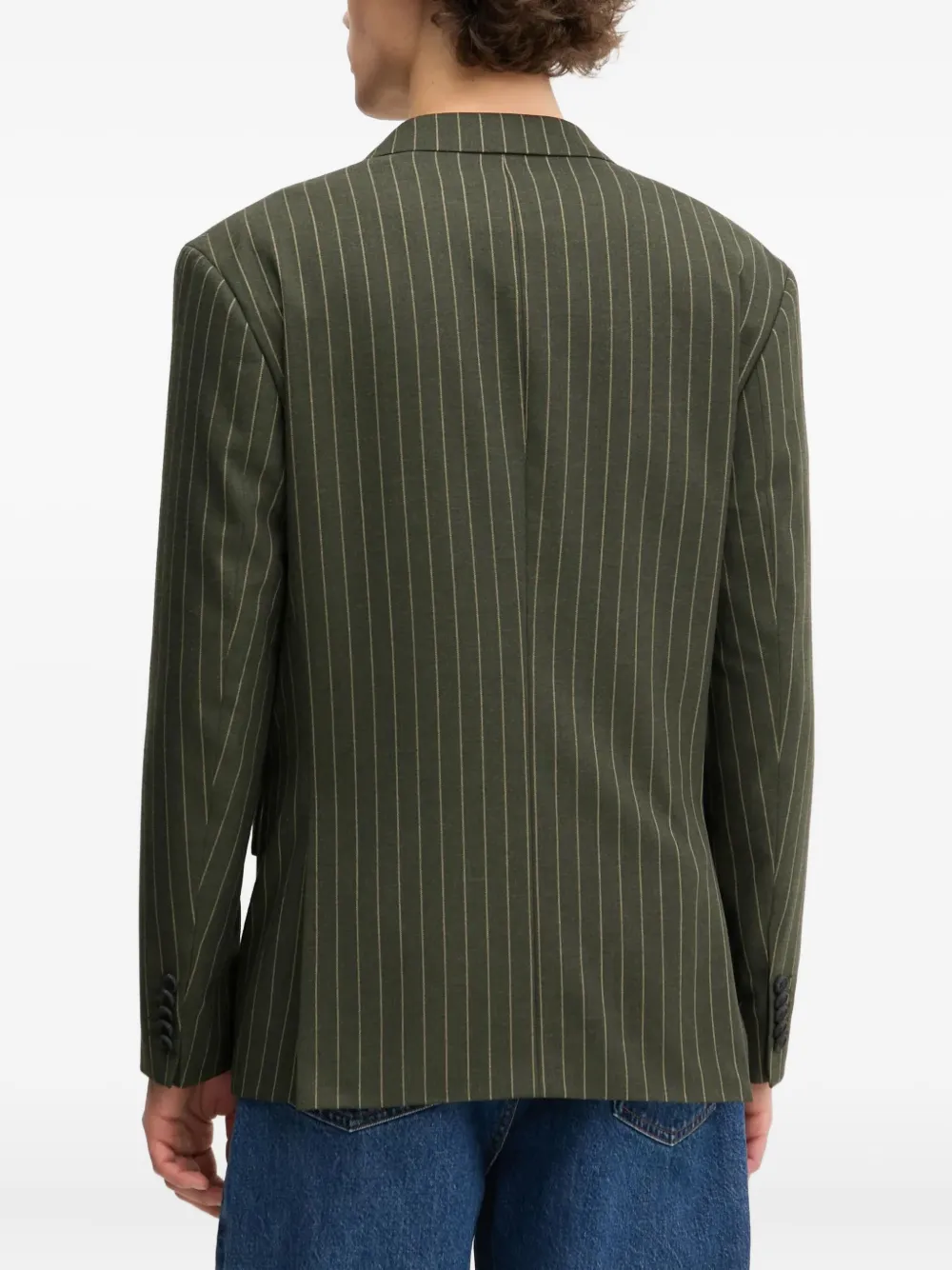 HUGO Blazer met krijtstreep en dubbele rij knopen Groen