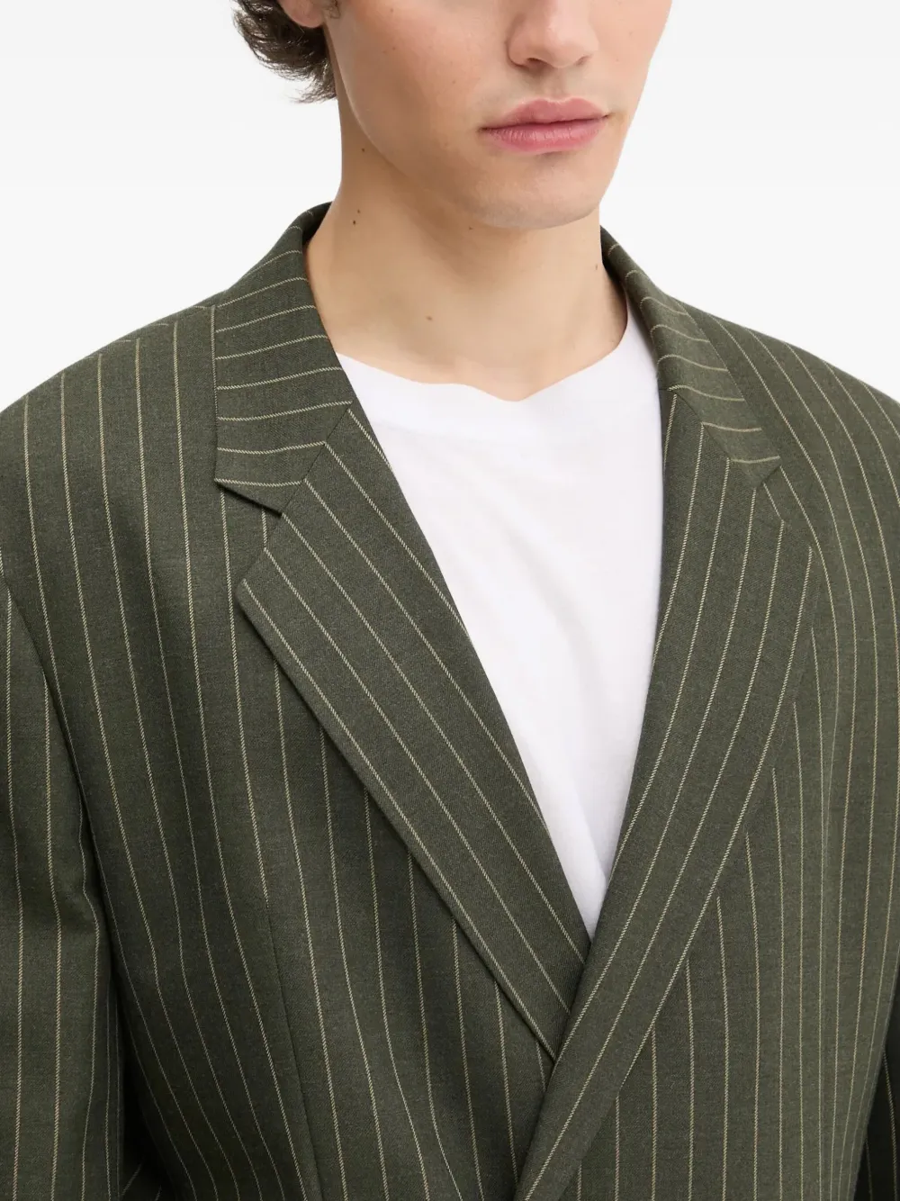 HUGO Blazer met krijtstreep en dubbele rij knopen Groen
