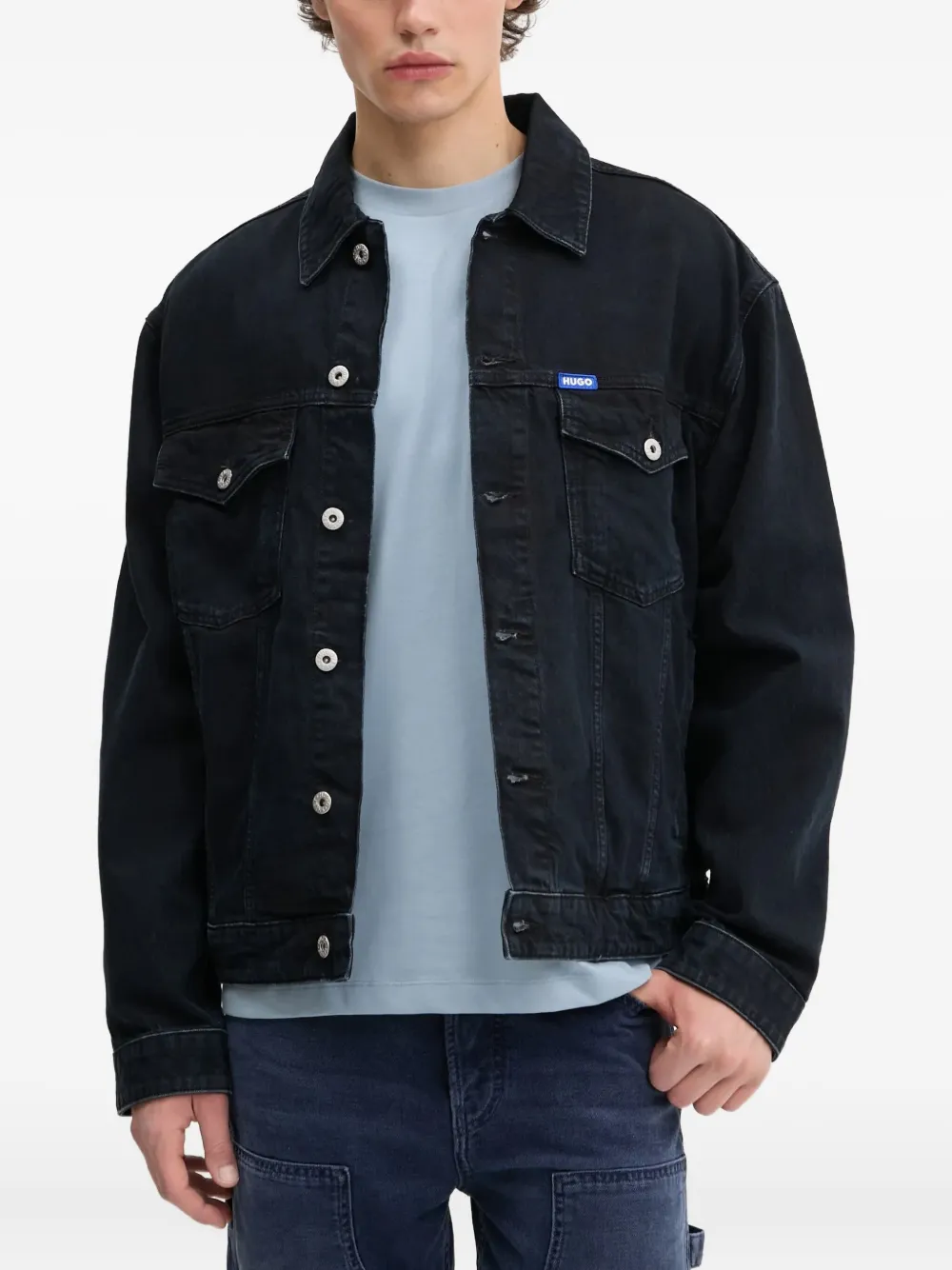 HUGO Denim jack Zwart