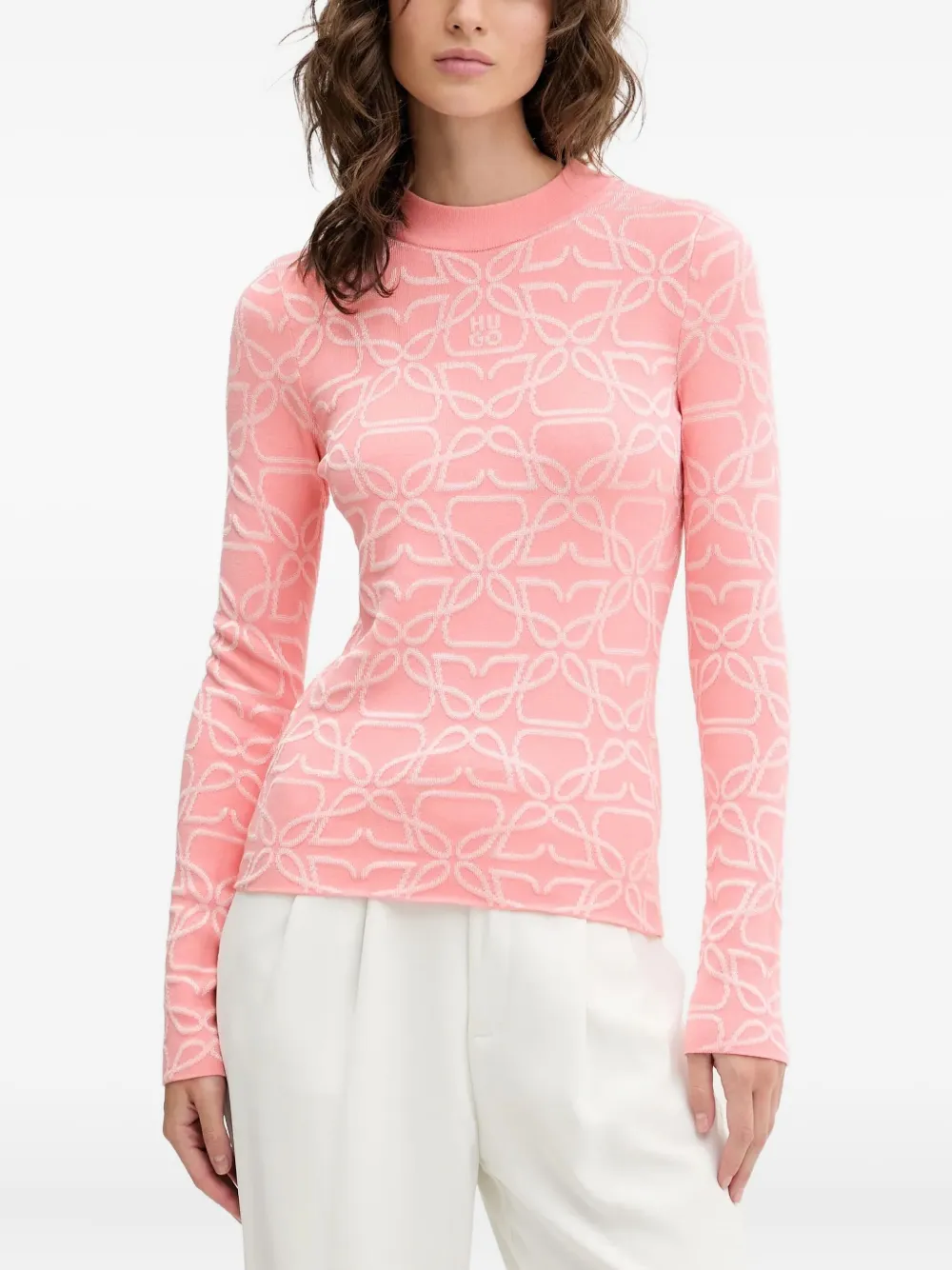 logo-pattern long-sleeve sweater
