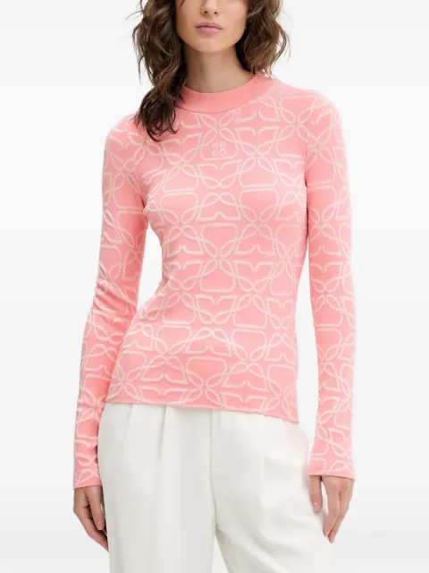 HUGO logo-pattern long-sleeve sweater