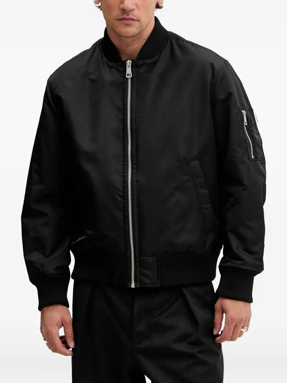 zip-fastening bomber jacket