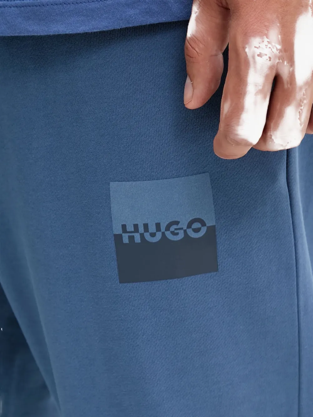 Hugo Boss Logo-patch Elasticated-cuff Track Pants In Blue