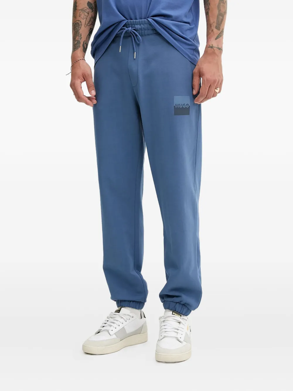 logo-patch elasticated-cuff track pants