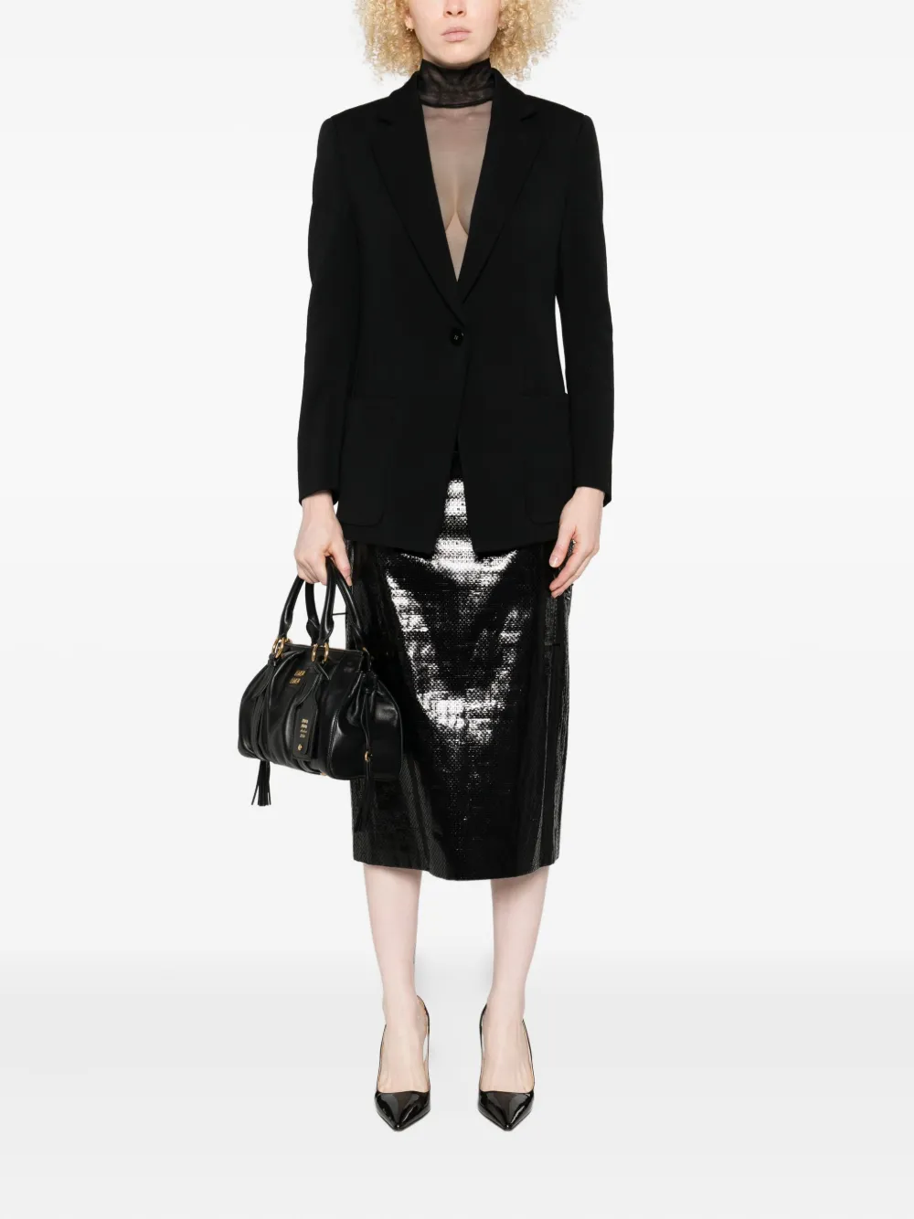 Giorgio Armani Blazer met enkele rij knopen Zwart