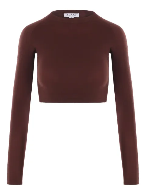 Alaïa long-sleeve crew-neck crop top