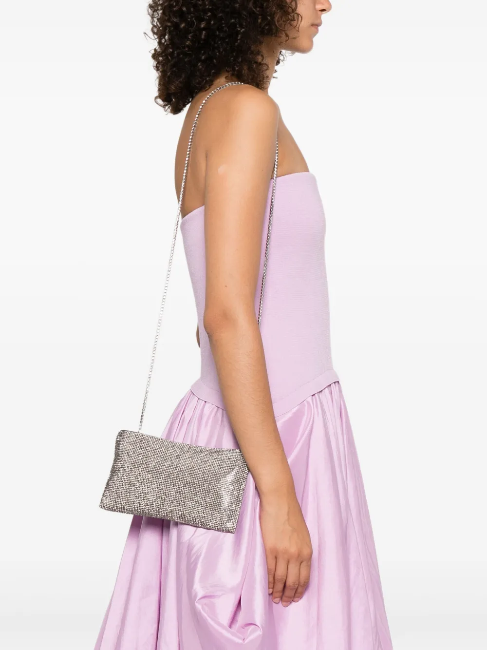 Benedetta Bruzziches La Petite Your Best Friend Chain Clutch In Silver