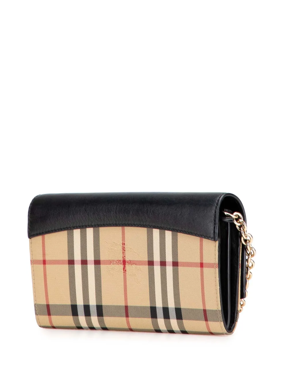 Pre-owned Burberry 2000-2017 House Check Henley Canvas And Leather Wallet On Chain Crossbody Bag