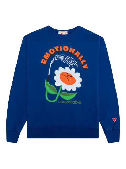 Emotionally Unavailable flower-graphic crew-neck sweater