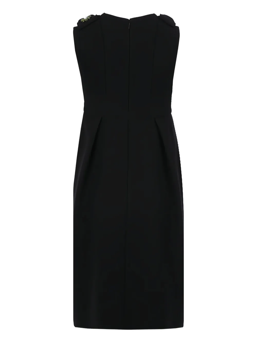 Prada Jewel-patch Box-pleat Dress In Black