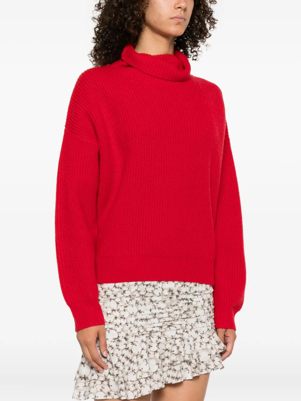 ISABEL MARANT Geribbelde coltrui Rood