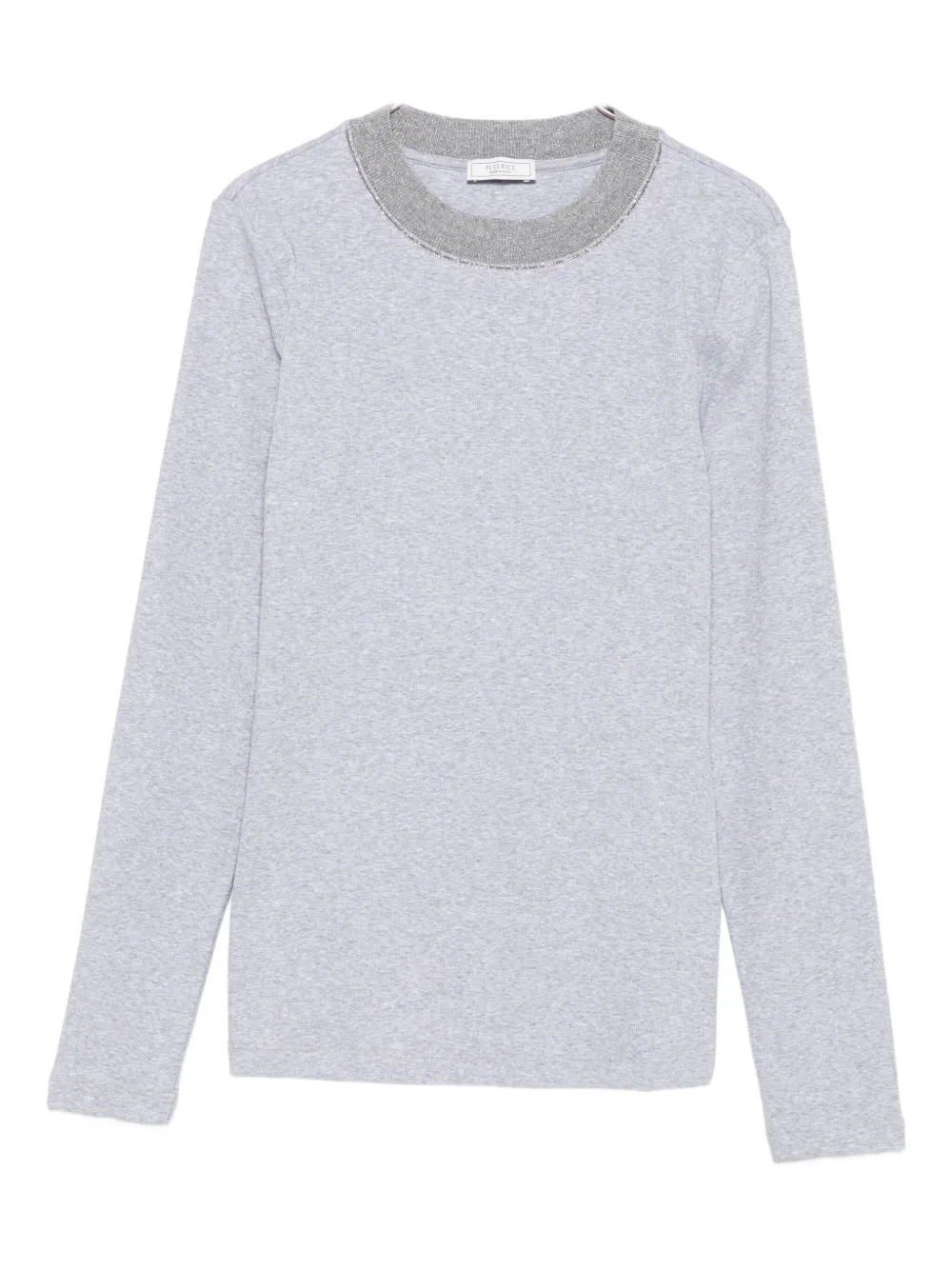 Peserico Embellished-neck Sweatshirt In Gray