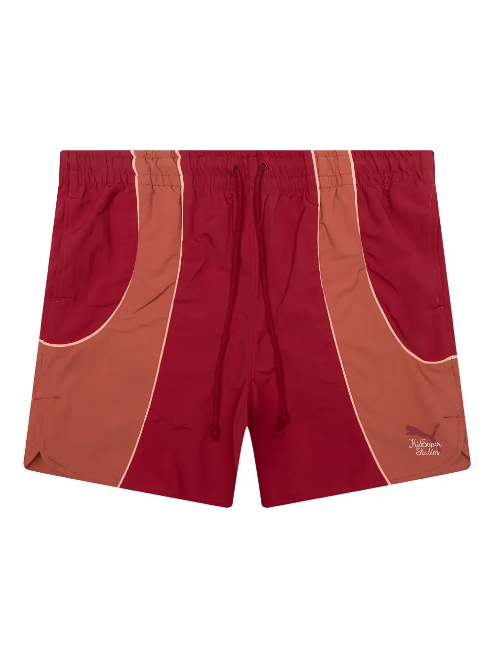 PUMA x KidSuper panelled drawstring shorts Rood