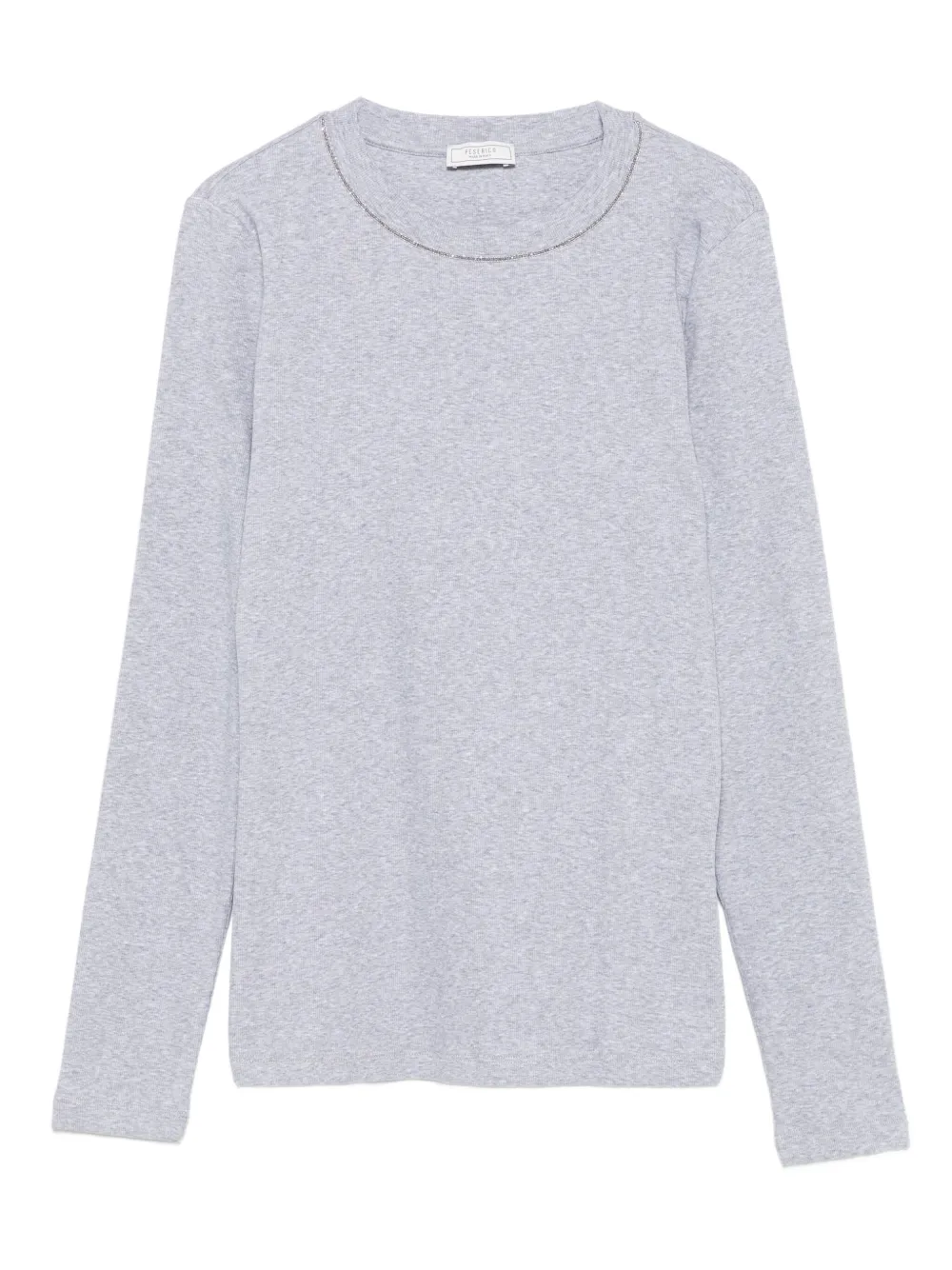 embellished-neck long-sleeve top