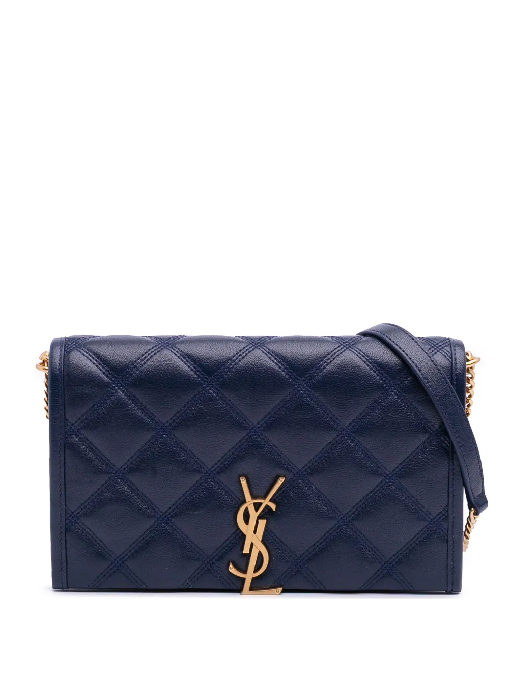 Saint Laurent Pre-Owned 2022 Quilted Diamond Lambskin Becky Wallet on Saint Laurent Pre-Owned 2022 Quilted Diamond Lambskin Becky Wallet on