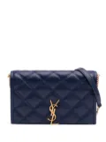 Saint Laurent Pre-Owned 2022 Quilted Diamond Lambskin Becky Wallet on Chain shoulder bag - Blue
